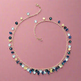 Blue Multi-Gemstone Briolette & Petal Necklace
