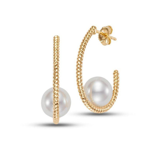 Sorrento Woven Pearl Hoop Earrings
