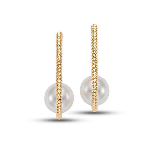 Sorrento Woven Pearl Hoop Earrings