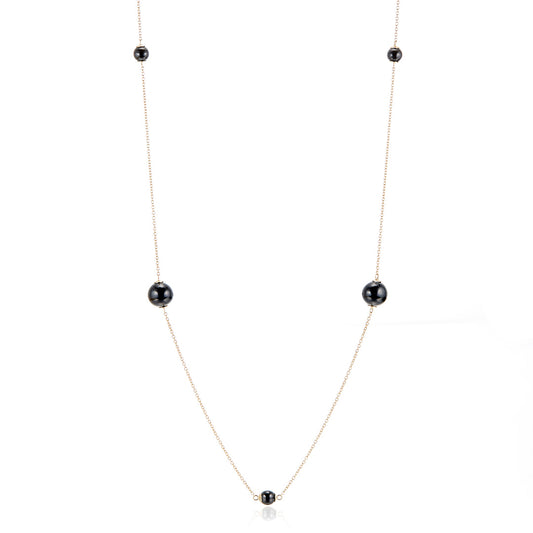 Station Necklace in Black Jadeite