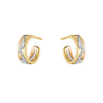 Georg Jensen Fusion Tri-Color Gold & Diamond Hoop Earrings