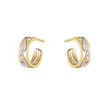Georg Jensen Fusion Tri-Color Gold & Diamond Hoop Earrings