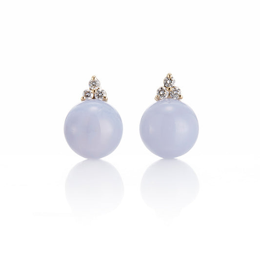 Gump's Signature Madison Earrings in Blue Lace Agate & Diamonds
