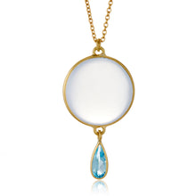 Kothari Chalcedony & Blue Topaz Moon Drop Necklace