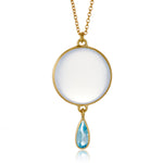 Kothari Chalcedony & Blue Topaz Moon Drop Necklace