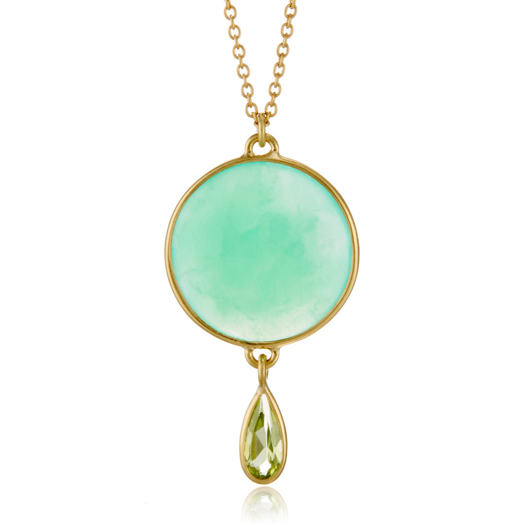 Kothari Chrysoprase & Peridot Moon Drop Necklace