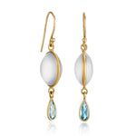Kothari Chalcedony & Blue Topaz Moon Phase Drop Earrings