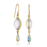 Kothari Chalcedony & Blue Topaz Moon Phase Drop Earrings