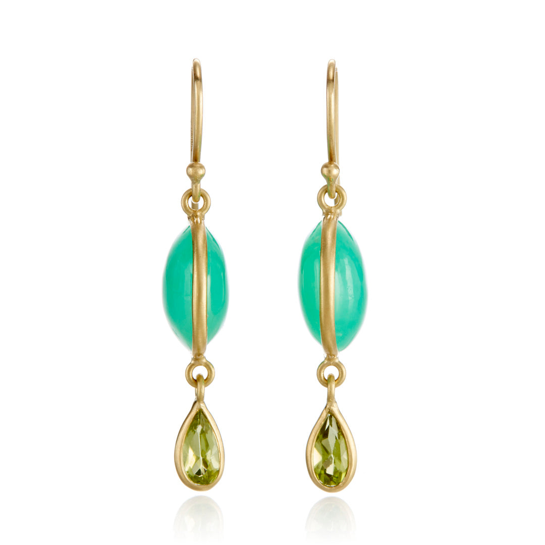 Chrysoprase & Peridot Moon Phase Drop Earrings
