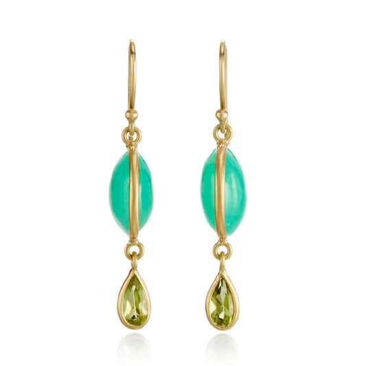 Chrysoprase & Peridot Moon Phase Drop Earrings