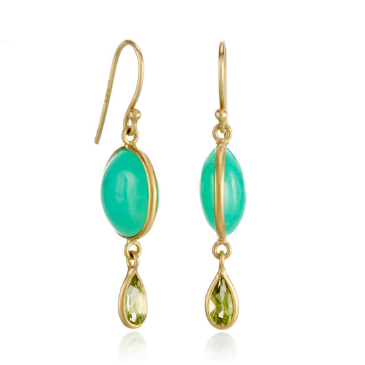 Kothari Chrysoprase & Peridot Moon Phase Drop Earrings