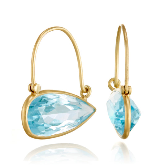 Kothari Blue Topaz Petal Hoop Earrings