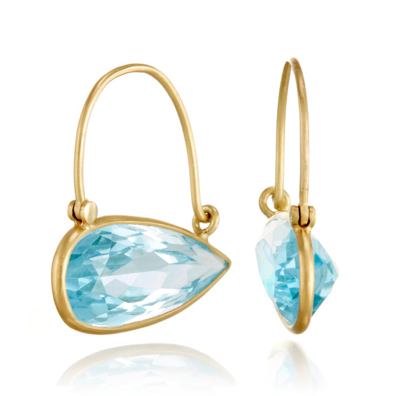 Kothari Blue Topaz Petal Hoop Earrings