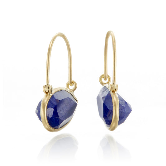 Lapis Petal Hoop Earrings