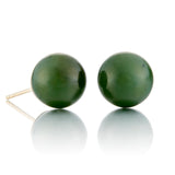 12mm Green Nephrite Bead Earrings