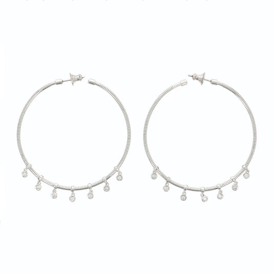Sterling Silver & Diamond Hoop Earrings