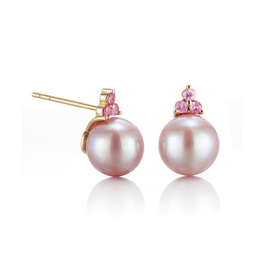 Madison Earrings in Pink Pearls & Pink Sapphires