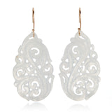 Gump's Signature White Jade Openwork Earrings