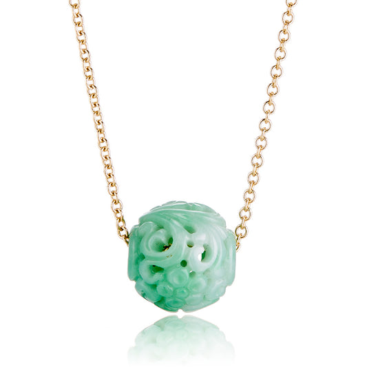 Gump's Signature Green Nephrite Jade Dragon Ball Long Necklace