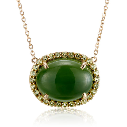 Gump's Signature Greenwich Pendant Necklace with Nephrite Green Jade & Peridots