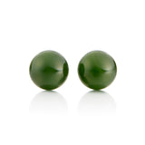 12mm Green Nephrite Jade Bead Earrings