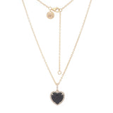 Black Jade Heart & Diamond Necklace