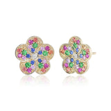 Rainbow Gemstone Flower Earrings