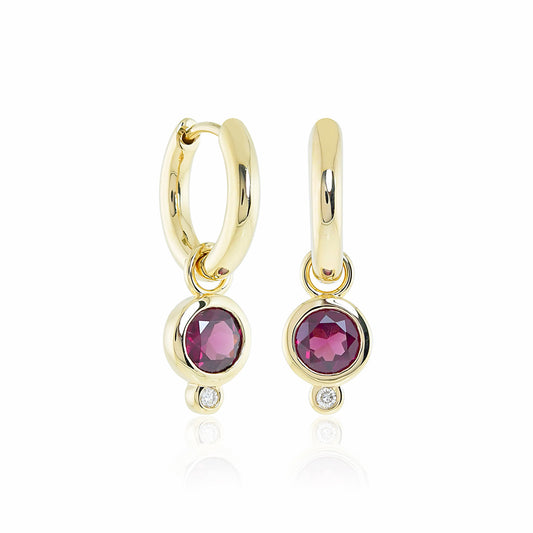 Gump's Signature Garnet & Diamond Round Drop Earrings