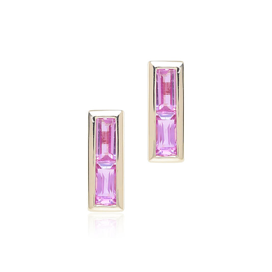 Deco Earrings in Pink Sapphires