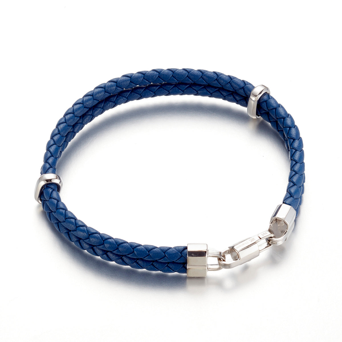 Gump's Signature Men's Double Braided Leather Bracelet, Navy