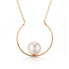 9mm White Akoya Pearl Hoop Necklace