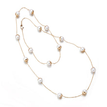 8mm White Akoya Pearl Cup Chain Necklace