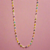 Multi-Colored Gemstone Woven Necklace