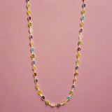 Multi-Colored Gemstone Woven Necklace