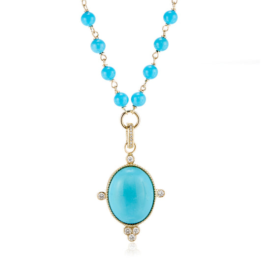 Turquoise & Diamond Pendant Necklace