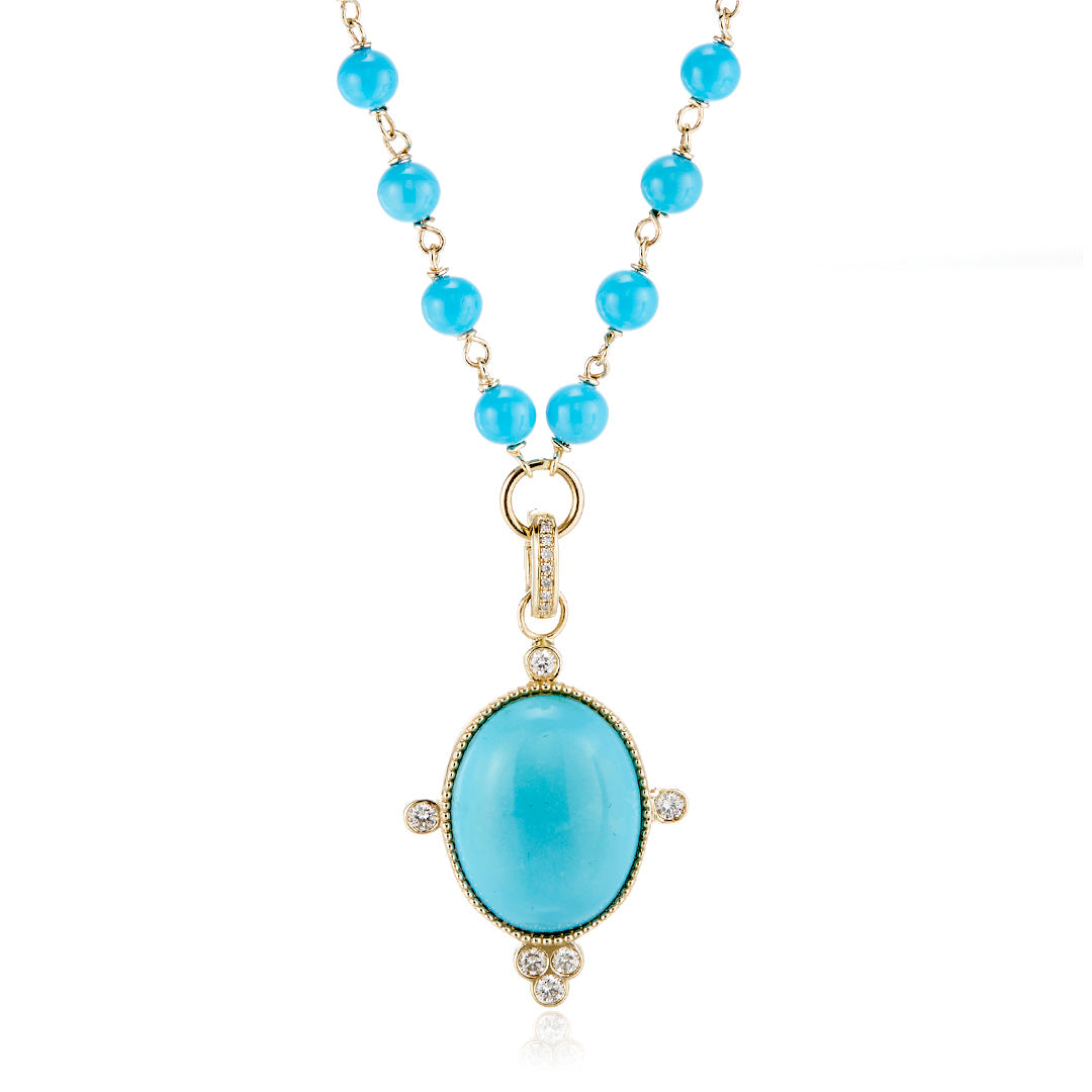 Turquoise & Diamond Pendant Necklace