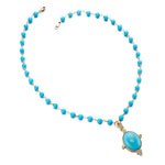 Turquoise Oval Pendant & Chain Necklace - 18"L