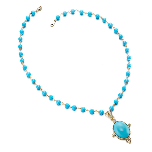 Turquoise & Diamond Pendant Necklace