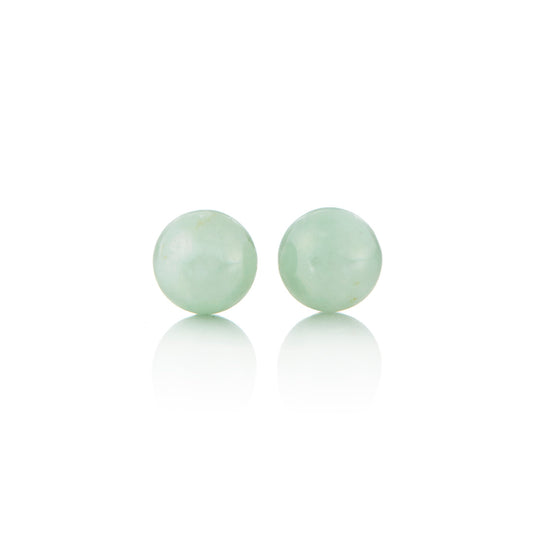 7mm Apple Green Jade Bead Earrings