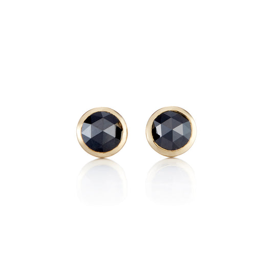 Black Diamond Rose-Cut Stud Earrings