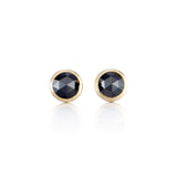 Black Diamond Rose-Cut Stud Earrings
