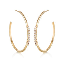 One Inch Diamond Tennis Hoop Earrings