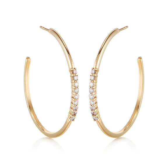 One Inch Diamond Tennis Hoop Earrings