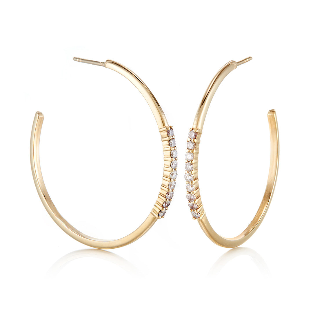 One Inch Diamond Tennis Hoop Earrings