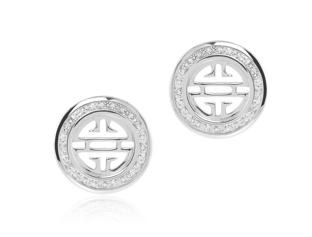 White Topaz & Silver Shou Earrings