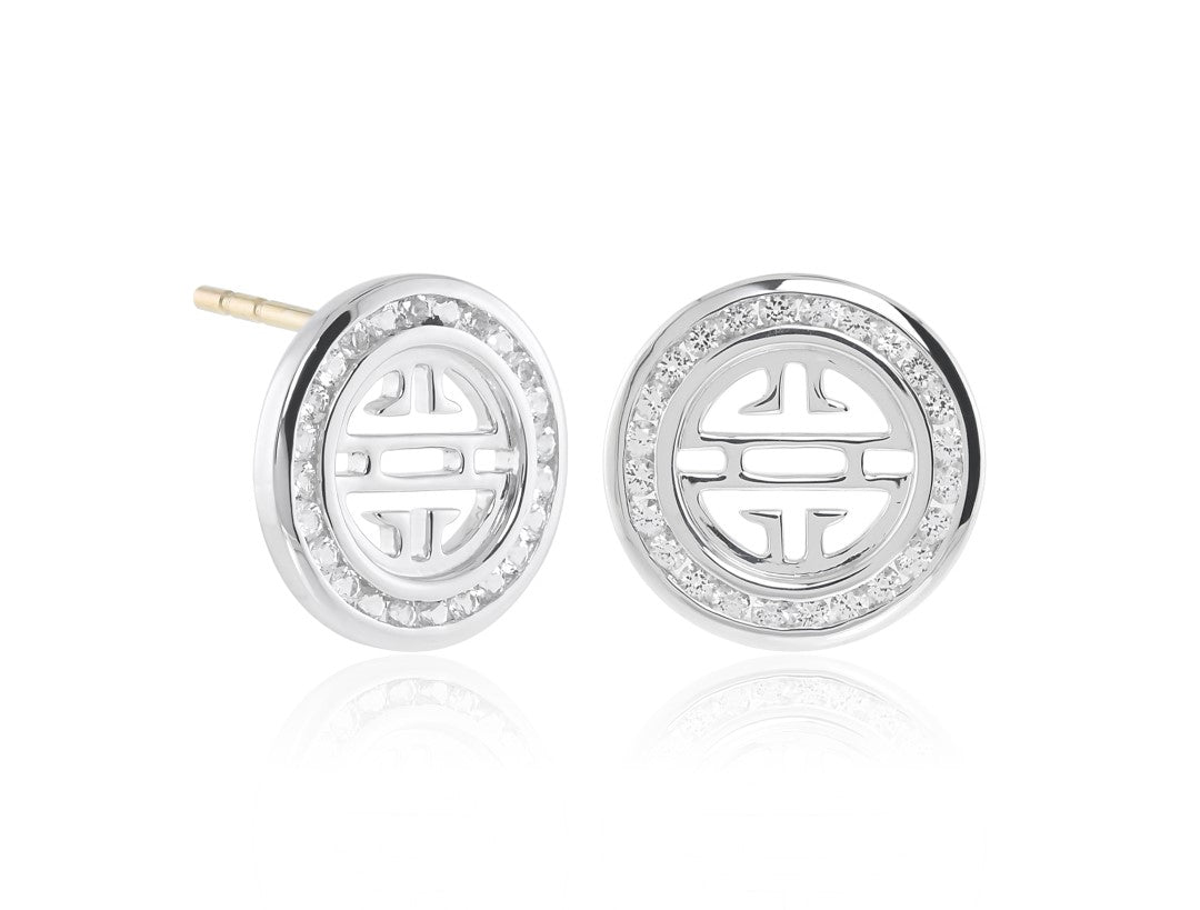 Gump's Signature White Topaz & Silver Shou Earrings