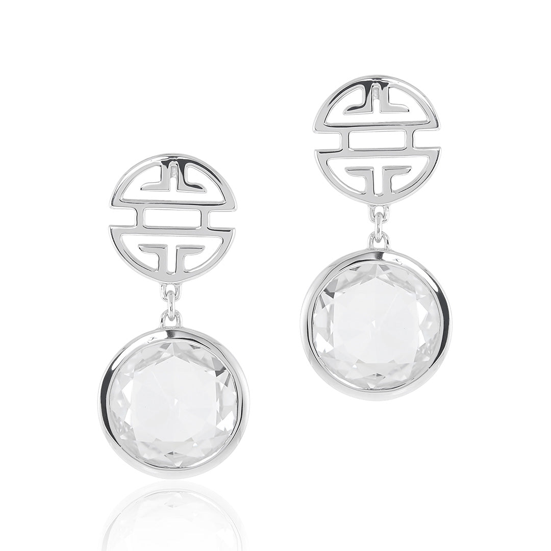 Gump's Signature Silver Shou & White Quartz Drop Earrings