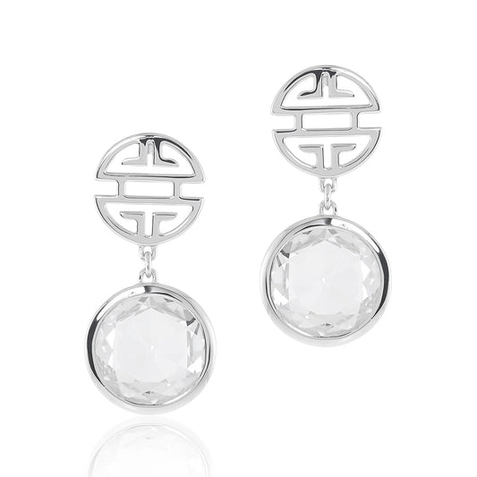 Gump's Signature Silver Shou & White Quartz Drop Earrings