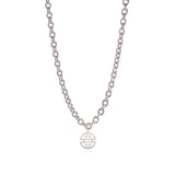 Silver Chunky Link Necklace with Shou Pendant