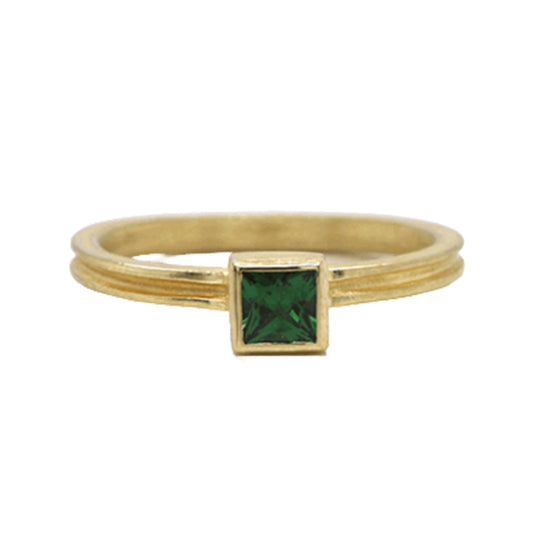 Barbara Heinrich Square Tsavorite Grooved Ring